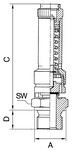 Safety valve full stroke DN10 AG 1/2", response pressure 16 bar max 180°C, brass
