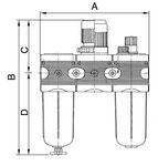 Wartungseinheit Serie multifix, 3-teilig IG 1/4", DN6, max 16 bar, 1150l/min BG1, mit Polycarbonatbehäl., Schutzkorb