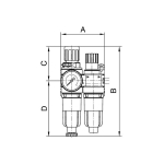 Wartungseinheit Serie Standard-mini IG 340l/min, 0,5-10bar regel. 2tlg Polycarbonatbehälter, Manometer
