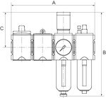 Safety Series Futura onderhoudsstation IG 2,5-16 bar, Kogelkraan, geluiddemper, start, 2-delig