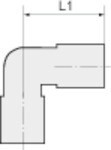 Haakse schroefverbinding W06L, max 315 bar, DIN2353 Roestvrij staal, compleet