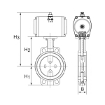 Wafeltype vlinderklep min. 5 bar Enkelwerkende veerbelaste actuator