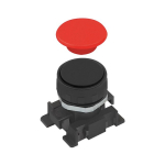 Push button with red and black disc monostable