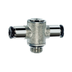 Indrukbare T-fitting met binnenzeskant AG M O-ring messing vernikkeld, draaibaar