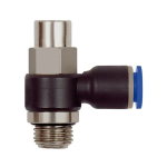 Drosselrückschlagventil Winkelform AG 3/8", SW19, SD6, drehbar, Abluft Blaue Serie, Kunststoff, mit O-Ring