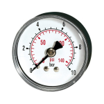 Standard pressure gauge, pressure line AG 1/4", D63mm, 0-6 bar, -20°C - 60°C Sheet steel, rear connection