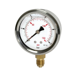 Glyzerin-Manometer, pressur line AG bar, -20°C - Edelstahl, Doppelskala, Anschluss unten
