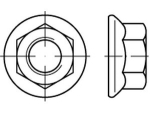 Hexagon nut DIN 6923-8 M 8, galvanised with flange