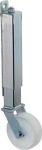 Deurroller met kunststof wiel, geveerd Ø 100 mm, H 400 mm, plaat 255x30 mm zwart, draagvermogen 70 kg