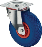 Zwenkwiel Polyurethaan wiel Rollager Ø 260 mm, H 295 mm, plaat 175x175 mm blauw, Kt-rim, std. Draagvermogen 160 kg