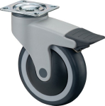 Castor Rubber wheel Ball bearing Ø 100 mm, H 137 mm, plate 77x67 mm grey, Ku-rim Fixed Load capacity 100 kg