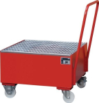Drip tray 203 litres LxWxH 800x800x615 mm mobile, red for 1x200l drum upright