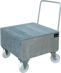 Lekbak 203 liter LxBxH 800x800x615 mm verrijdbaar, gegalvaniseerd voor 1x200l