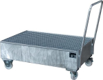 Opvangbak 211 l LxBxH 1200x800x510 mm verrijdbaar, gegalvaniseerd voor 2x200l