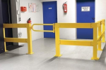 Swing door for safety railing with 2 connecting posts HxW 1000x850 mm traffic yellow