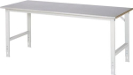 Arbeitstisch mit FuĂź 60x30 mm 25 mm Stahlblechbelag Gestell lichtgrau B2000xT800xH760/1080 mm