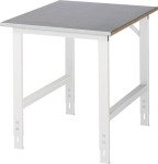 Arbeitstisch mit FuĂź 60x30 mm 25 mm Stahlblechbelag Gestell lichtgrau B750xT1000xH760/1080 mm