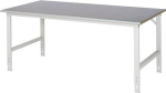 Arbeitstisch mit FuĂź 60x30 mm 25 mm Stahlblechbelag Gestell lichtgrau B2000xT1000xH760/1080 mm