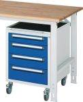 Unterbauschrank B490xT600xH690 mm lichtgrau/enzianblau 1 Schubl.H.90/2x.H.120/1x.H.150 mm