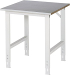 Arbeitstisch mit FuĂź 60x30 mm 25 mm Stahlblechbelag Gestell lichtgrau B750xT800xH760/1080 mm