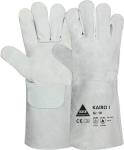 Welding gloves, with cuff Size 10, cow split leather grey Cairo I