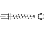 Hanger bolt with hexagon head SW13 10.0x75 mm, blue galvanised MULTI-MONTI MMSplus-St
