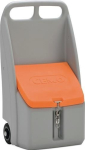 Mobiele strooicontainer 75 l, LxBxH 390x590x1070 mm GRP grijs/oranje, rubberen wielen
