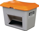 Streugutbehälter mit Entnahmeöffnung 200 l, LxBxH 890x600x640 mm GFK grau/orange, ohne Staplertaschen