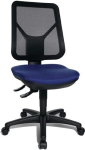 Bürodrehstuhl ohne Armlehnen Sitzhöhe 430-510 mm blau mit Lendenwirbelstütze
