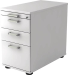 Pedestal with chrome handle H720-760xW428xD800mm white 2 drawers, 1 suspension file, Teda