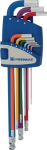 Hex key L-wrench set ISO 2936 L 9-piece, 6KT SW1.5-10 mm, ball head Promat 825110