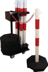 Locking post set with transport trolley 6 posts ØxH 60x1000 mm, steel incl. 25 m chain, red/white