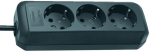 3-voudige contactdoosstrip 1,5 m H05VV-F 3G1.5 Bescherming tegen Brennenstuhl Eco-Line zwart
