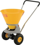 Strooiwagens 35 l, geel plastic, luchtbanden met strooihoeveelheidsregelaar 1-4 m, Cemo