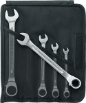 Ratelringsleutelset 5-delig SW 8-19 omkeerbaar, L=295 mm Stalen sleutel 17/5