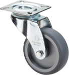Castor Rubber wheel Plain bearing Ø 75 mm, H 103 mm, plate 60x60 mm grey, Ku-rim Load capacity 60 kg