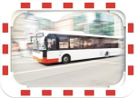 Verkeersspiegel HxB 400x600 mm kunststof rood/wit met buishouder voor binnen en buiten