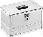 Aluminium doos met scharnierend deksel 29 l, LxBxH 432x335x275 mm zonder stapelhoeken