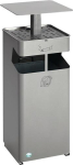 Combi ashtray H880xW350xD350mm silver with roof and galvanised inner insert