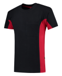 T-Shirt Brusttasche navy blau rot, BW190 Tricorp Workwear Bicolor