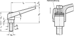 Clamping lever with screw, adjustable GN 101.1-22-M10-40-SW AG, stainless steel, black handle