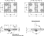 Hinge GN 237.1-63-50-A 2x2 countersunk screw holes