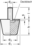 Trillingsdemper GN 256-32-M8-30-55-GR Silicone 55 ±5 shore A
