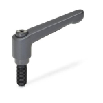 Adjustable clamping lever GN 306-45-M6-16-KU-SW Screw with KU spigot