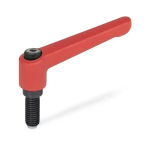 Adjustable clamping lever GN 306-45-M6-25-KU-RS Screw with KU spigot