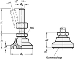 Gelenkfuß mit Schraube GN 343.4-60-M10-80-G Kunststoff / Stahl