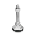 Articulated foot with non-slip KU cap GN 343.6-25-M10-63-KR stainless steel