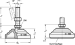 Gelenkfuß ohne Mutter & Gummiauflage GN 344.2-100-M14-68-A ESD, Edelstahl