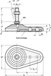 Articulated foot with nut & rubber pad GN 445.5-60-M8-68-BG stainless steel