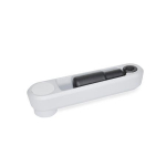 Hand crank with reversible handle GN 472.3-125-V14-SR silver KU-coated